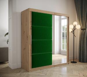 Šatníková skriňa s posuvnými dverami 180 cm TALIA - dub artisan / zelená