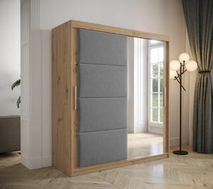 Šatníková skriňa s posuvnými dverami 180 cm TALIA - dub artisan / šedá