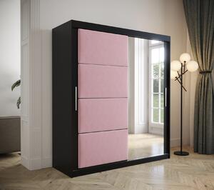 Šatníková skriňa s posuvnými dverami 180 cm TALIA - čierna / ružová
