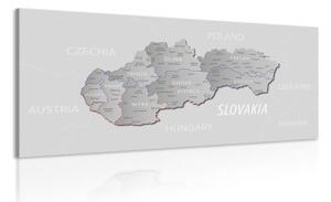Obraz šedá mapa Slovenska s decentným kontrastom - 100x50