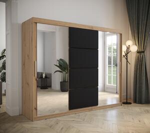 Šatníková skriňa s posuvnými dverami 250 cm TALIA - dub artisan / čierna