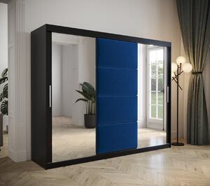 Šatníková skriňa s posuvnými dverami 250 cm TALIA - čierna / modrá