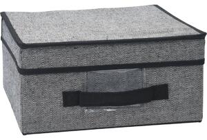 Textilný úložný box s vekom, tmavosivá