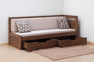 BMB TANDEM KLASIK s roštom a úložným priestorom 90 x 200 cm - rozkladacia posteľ z dubového masívu vysoká pravá