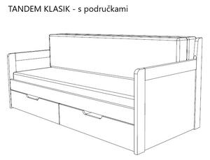 BMB TANDEM KLASIK s roštom a úložným priestorom 90 x 200 cm - rozkladacia posteľ z dubového masívu vysoká pravá