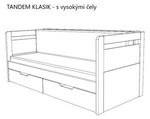 BMB TANDEM KLASIK s roštom a úložným priestorom 80 x 200 cm - rozkladacia posteľ z bukového masívu bez podrúčok