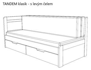 BMB TANDEM KLASIK s roštom a úložným priestorom 90 x 200 cm - rozkladacia posteľ z bukového masívu vysoká ľavá