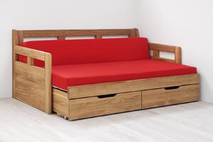 BMB TANDEM HARMONY s roštom a úložným priestorom 90 x 200 cm - rozkladacia posteľ z dubového masívu bez podrúčok