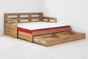 BMB TANDEM HARMONY s roštom a úložným priestorom 90 x 200 cm - rozkladacia posteľ z dubového masívu