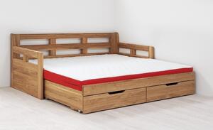 BMB TANDEM HARMONY s roštom a úložným priestorom 90 x 200 cm - rozkladacia posteľ z dubového masívu