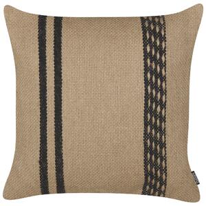 Dekoratívny vankúš béžová čierna jutový 45 x 45 cm snímateľný poťah so zipsom bytové doplnky v boho štýle