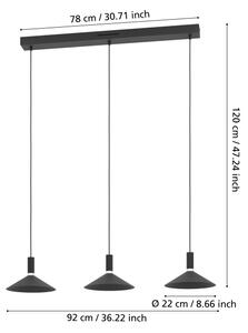 Eglo 902184 - LED RGBW stmievateľný luster na lanku CONOMAVILLA-Z 3xLED/7,5W/230V čierny