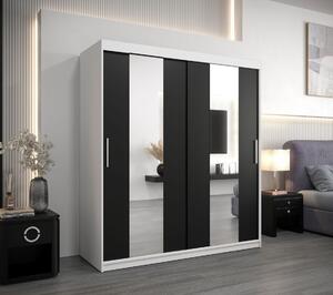 Skriňa s posuvnými dverami KARIN - šírka 180 cm, biela / čierna