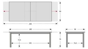 Doppler FIRENZE - záhradný hliníkový rozkládací stôl 180/240 x 90 x 75 cm