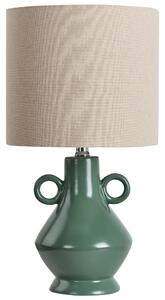 Stolná lampa zelená keramický podstavec bubnové látkové tienidlo textúrované moderný klasický štýl