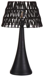 Stolná lampa čierna bavlnené tienidlo podstavec z mangového dreva moderný dizajn doplnky obývacia izba
