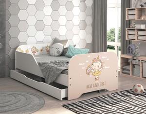 Detská posteľ MIKI 160 x 80 cm s motívom jednorožca