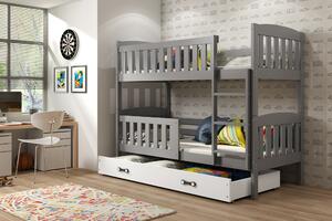 Interbeds Poschodová posteľ Kubus grafit so šuplíkom190cm x 90cm - biela