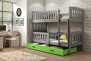 Interbeds Poschodová posteľ Kubus grafit so šuplíkom190cm x 90cm - zelená