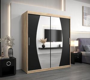 Skriňa s posuvnými dverami DITA - šírka 180 cm, dub sonoma / čierna