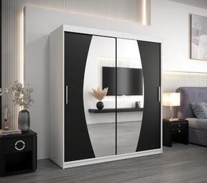 Skriňa s posuvnými dverami DITA - šírka 180 cm, biela / čierna