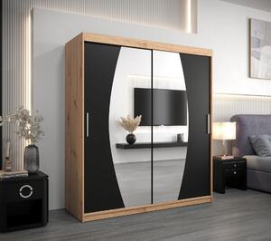 Skriňa s posuvnými dverami DITA - šírka 180 cm, dub artisan / čierna