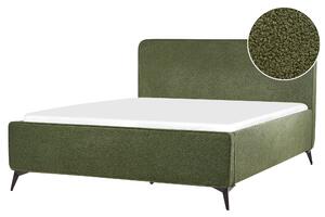 Rám postele s čelom zelené buklé čalúnenie čierne kovové nohy 160 x 200 cm klasický minimalistický štýl spálňa