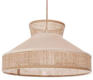 Závesná lampa béžový zamat prírodné ratanové tienidlo boho dizajn závesné svietidlo