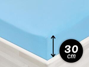 Jersey napínacie prestieradlo na vysoký matrac JR-017 Azúrovo modré 200 x 220 - výška 30 cm
