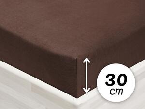 Jersey napínacie prestieradlo na vysoký matrac JR-026 Čokoládovo hnedé 80 x 200 - výška 30 cm