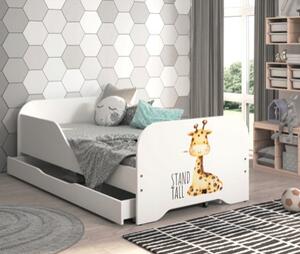 Detská posteľ MIKI 160 x 80 cm s motívom žirafy Biela