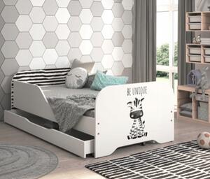 Detská posteľ MIKI 160 x 80 cm s motívom zebry Biela