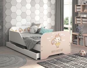 Detská posteľ MIKI 160 x 80 cm s motívom jednorožca Biela