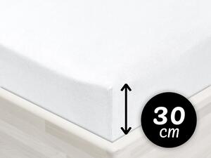 Jersey napínacie prestieradlo na vysoký matrac JR-031 Biele 200 x 200 - výška 30 cm