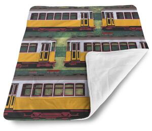 Sablio Deka pre bábätko Lisabonské historické električky Zelený Pattern - 80x100 cm