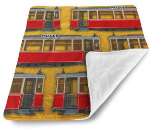 Sablio Deka pre bábätko Pražské historické električky Žltý Pattern - 80x100 cm