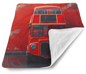 Sablio Deka pre bábätko Červený poschodový autobus Vlajka - 80x100 cm