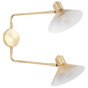 Nástenná lampa zlatá kovová oceľová s 2 tienidlami nastaviteľné ramená moderná industriálna obývacia izba spálňa