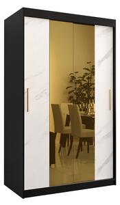 Dizajnová šatníková skriňa so zlatým zrkadlom MADLA 1 - šírka 120 cm, čierna / biela