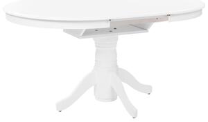 Rozkladací jedálenský stôl biely kaučukové drevo MDF106/150 x 106 cm oválny vintage vidiecky štýl