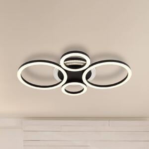 Stropné LED svetlo Loretta, čierne, kovové, 53 cm,, Čierna, Obývacia izba / jedáleň, kov
