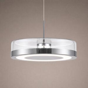 LED závesné svietidlo Lucande La Latta, 1-pl., Ø 30 cm, chróm, sklo, Chrómová / strieborná, Sklo, Dizajn, Závesné svietidlo