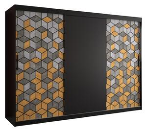 Šatníková skriňa s posuvnými dverami NENELA 1 - šírka 250 cm, čierna