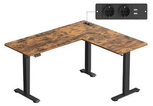 SONGMICS Rohový výškově nastavitelný pracovní stůl Vasagle Grey 160 cm hnědý/černý