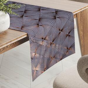 Biante Zamatový behúň na stôl Isabela IBL-003 Rose Gold trojuholníky na sivom 20x120 cm