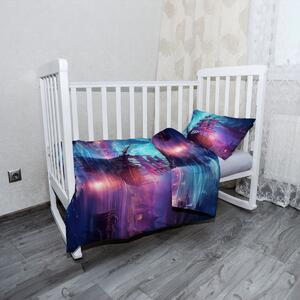 Sablio Mikroplyšové detské obliečky do postieľky Magická plachetnica pod mesiacom - 120x90 / 40x60