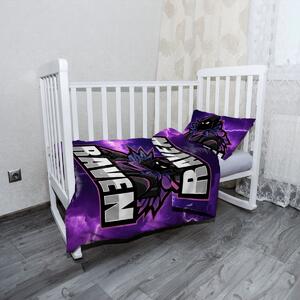 Sablio Mikroplyšové detské obliečky do postieľky FORTNITE RAVEN Fialová búrka - 120x90 / 40x60