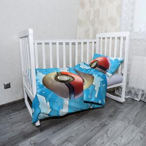 Sablio Mikroplyšové detské obliečky do postieľky Pokemon ball Obloha - 120x90 / 40x60