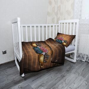 Sablio Mikroplyšové detské obliečky do postieľky Seriál Priatelia CENTRAL PERK Tehly - 130x90 / 40x60