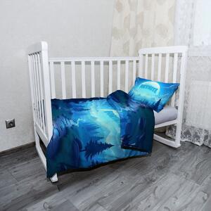 Sablio Mikroplyšové detské obliečky do postieľky FORTNITE Modré údolie s mesiacom - 120x90 / 40x60